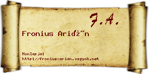 Fronius Arián névjegykártya